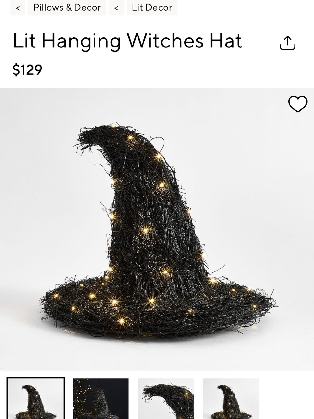 Pottery Barn Lit Witch Hat